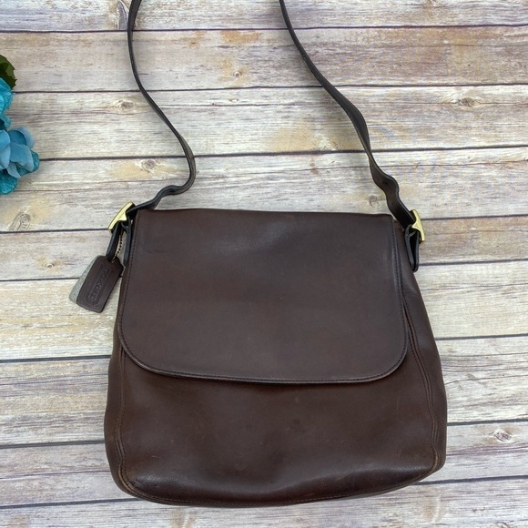 Vintage Coach made in USA brn leather shoulder bag - Picture 1 of 8